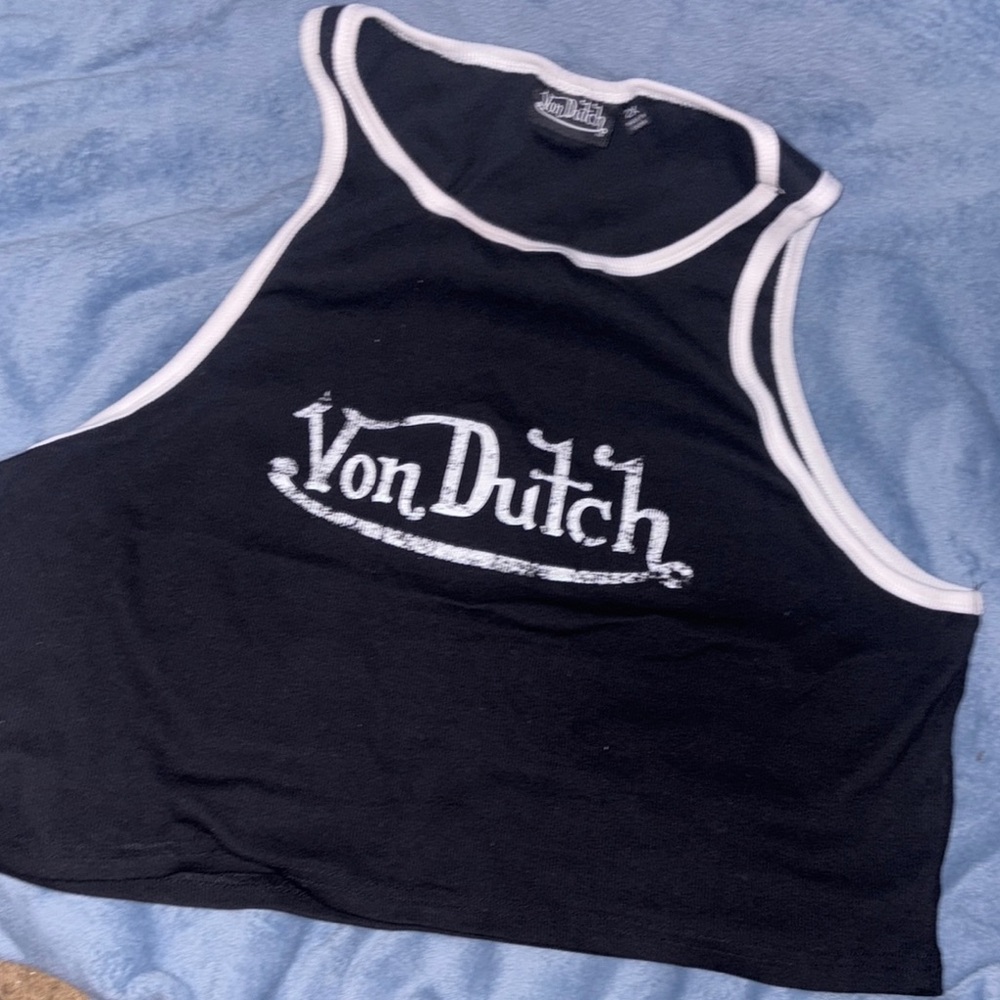 Von Dutch Black and White Crop Top